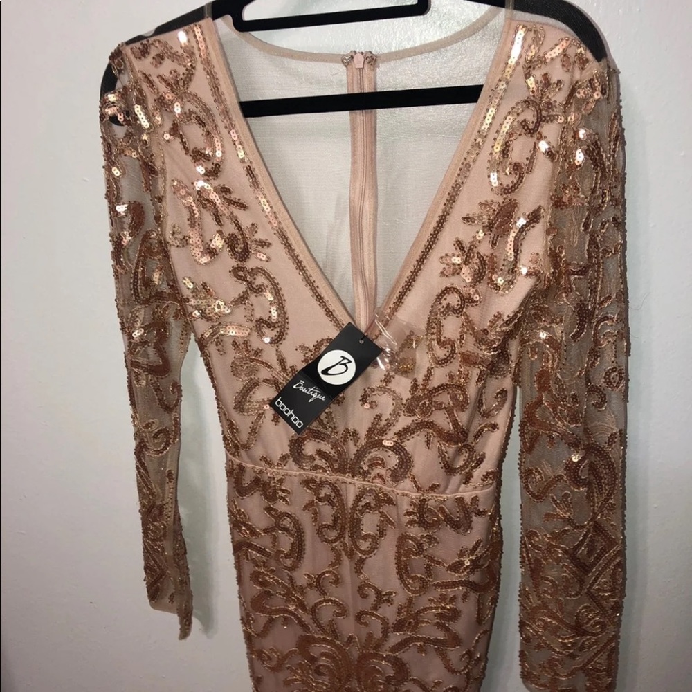 Rose gold sequin dress